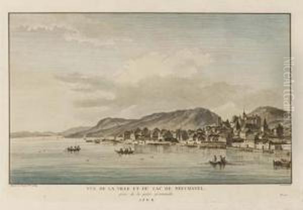 Vue De La Ville Et Du Lac De Neuchatel - Prise De La Petite Promenade - view 1