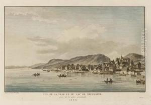 Vue De La Ville Et Du Lac De Neuchatel - Prise De La Petite Promenade