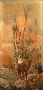 Paesaggio Arabo Con Figure Ecammelli by Friedrich Perlberg