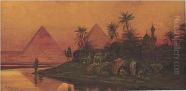 Sunset Over The Pyramids - view 1