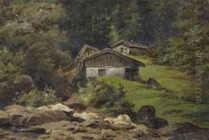 Muhle Am Gebirgsbach. by Friedrich Perlberg