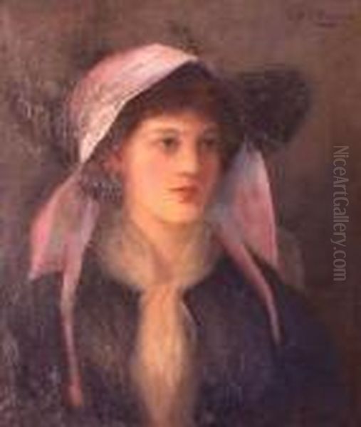 Portrait Of A Young Lady In Lilac Head-dress - view 1