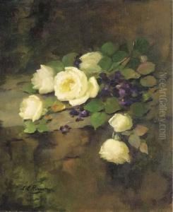 White Roses And Violets by Louise Ellen Perman