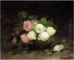 Still Life With White And Pink Roses by Louise Ellen Perman