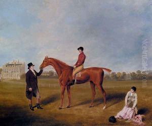 The Marquis Of Queensberry's King David With Jockey Up And Held By A Trainer At Newcastle