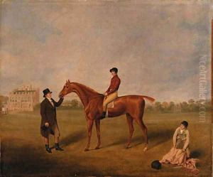 King David with Jockey Up and held by a Trainer at Newcastle