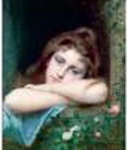 Jeune Fille A La Fenetre by Leon-Jean-Basile Perrault