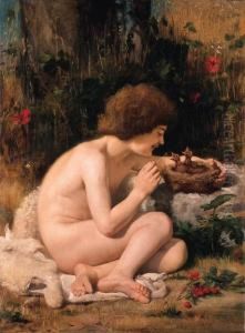 A Young Shepherd Feeding Baby Chicks A Young Shepherd Feeding Baby Chicks