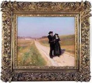 Personnages Sur Un Chemin