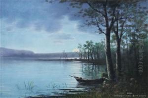 Lake Scene With Boat by John Douglas Perrett