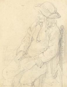 A Seated Man Wearing A Hat