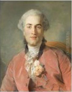 L'homme Aux Trois Roses Ou Portrait D'olivier Journu by Jean-Baptiste Perronneau