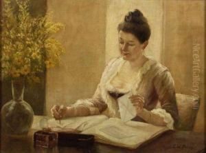 Tending To Her Correspondence by Enoch Wood Perry