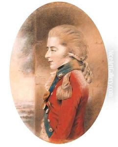 Portrait of an officer, half-length, facing left, in a scarlet uniform, possibly Prince Edward Augustus, Duke of Kent by John Downman