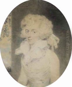 Portrait of Mrs. William, half-length, seated by a pillar by John Downman