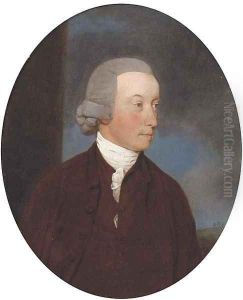 Portrait of a gentleman, small bust-length, in a brown jacket and white cravat by John Downman