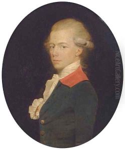 Portrait of a gentleman, small half-length, in a blue coat with red collar