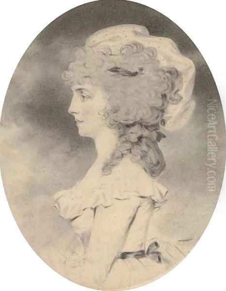 Portrait of a lady, half-length, facing left, with her hair upswept - view 1