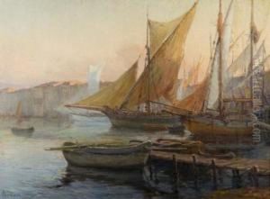 Tartanes Dans Le Port De Saint-tropez by Henri Person