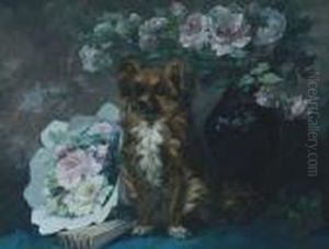 Hondje Poserend Bij Rozenboeketten
