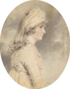 Portrait of Miss Ellis, half-length, in a white dress and headscarf