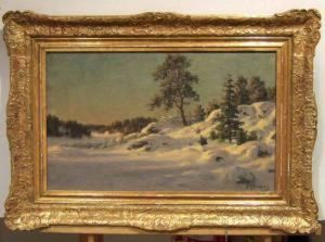 Vinterlandskap. by Peter Adolf Persson