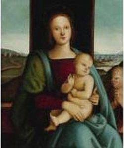 Madonna And Child With The Infant Saint John The Baptist by Pietro Vannucci Perugino
