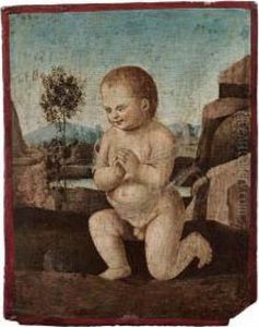 Gesu Bambino In Preghiera by Pietro Vannucci Perugino