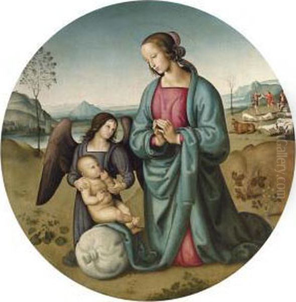 The Madonna And Child With An Angel In A Landscape - view 1