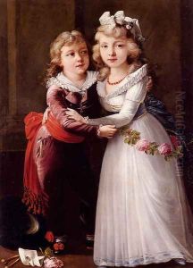 Portrait Of A Young Boy And Girl by Joseph Dorffmeister