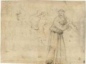 A Sheet Of Studies Of Figures, With Christ Carrying The Cross by Pietro Vannucci Perugino