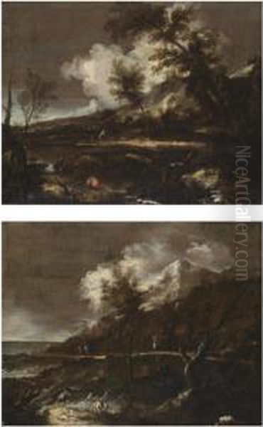 A River Landscape With Figures On A Bank - view 1