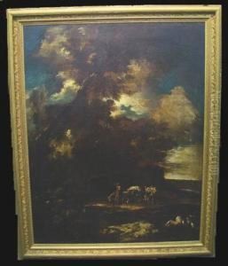 Travelers In A Landscape by Antonio Francesco Peruzzini