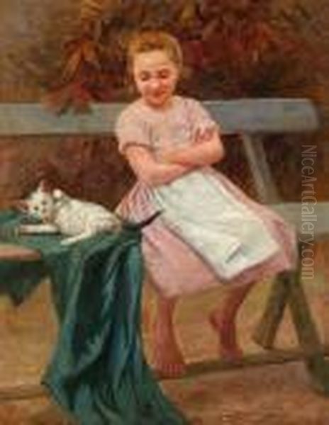 Girl With Cat - view 1