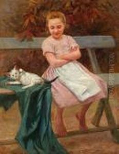 Girl With Cat by Geza Peske