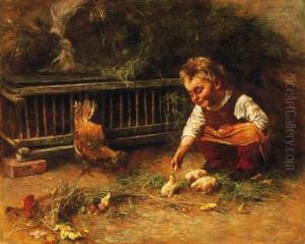 Girl, Playing With Chicken - view 1