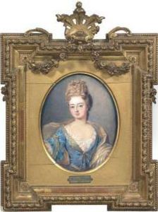 Portrait Of A Lady. Watercolour And Gouache On Cardboard, Monogrammed