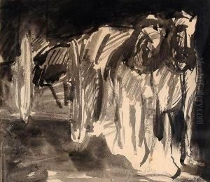 Attelage Aux Portes De La Nuit by Adolphe Peterelle