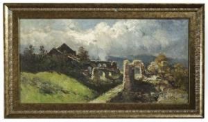 Sommerliche Berglandschaft Mit Ruinen Sommerliche Berglandschaft Mit Ruinen