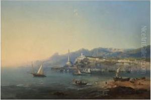 Abend Am Mittelmeer (sunset Over A Mediterranean Port) by Pieter Francis Peters