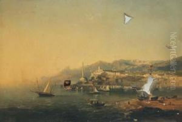 Vessels In A Mediterranean Harbour With Sailing Boats - view 1