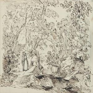 At A Stream. by Edvard Frederik Petersen