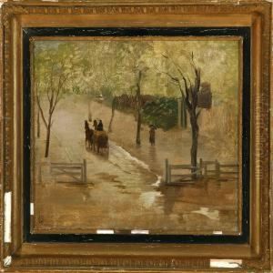 Horse Carriage With Hay In The Rain by Edvard Frederik Petersen