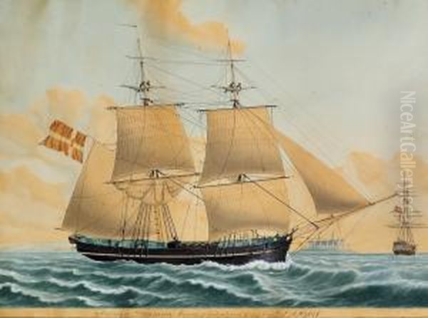 Ship Portrait Of "briggen Dronning Marie Af Kiobenhavn, Fort Af Captn L. A. Ditzel" - view 1