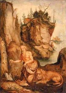 St Jerome and the Lion by Durer or Duerer, Albrecht