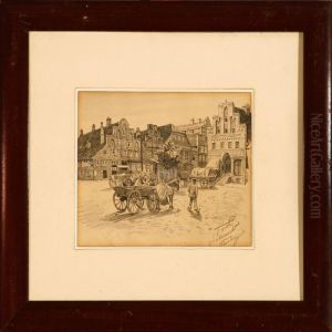 Street With A Horse Carriage In Flenburg by Tom Petersen