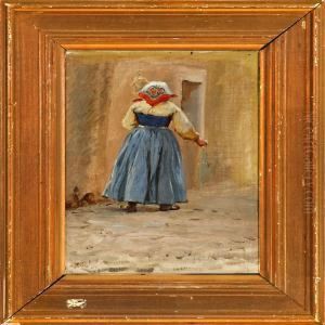 Street Scene With An Italian Woman by Tom Petersen