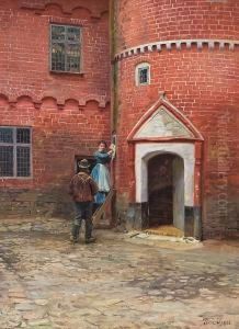 Morgning Visit, In The Courtyard On Sonderborg Slot by Tom Petersen