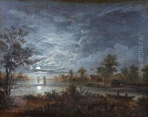 Moonlit River Landscape - view 1