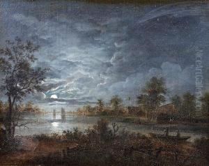 Moonlit River Landscape